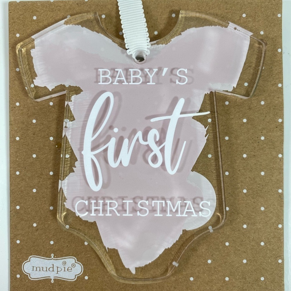 Mud‎ Pie Baby’s 1st Christmas Ornament Pink Hanging Bodysuit Girl